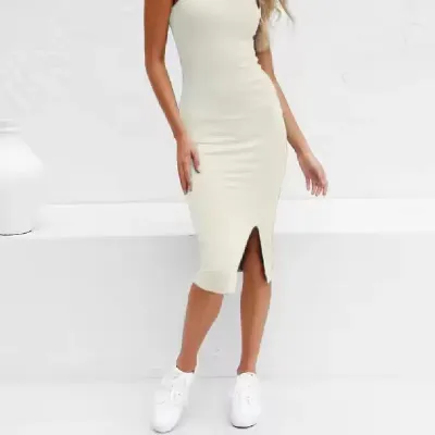 CASUAL SUMMER SLIM MIDI DRESS 